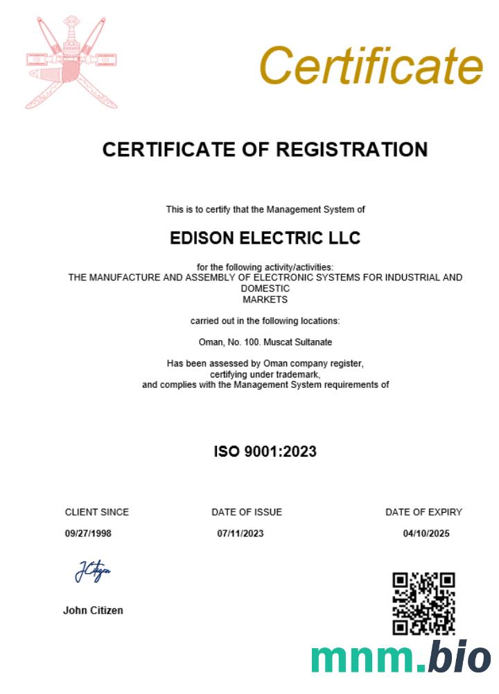 Oman business registration vcertyfikat Word i szablon PDF